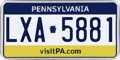 PA license plate LXA5881