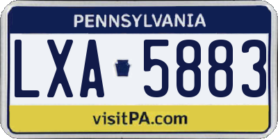 PA license plate LXA5883