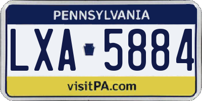 PA license plate LXA5884