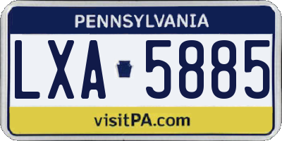 PA license plate LXA5885