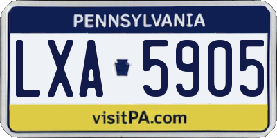 PA license plate LXA5905