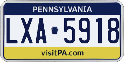 PA license plate LXA5918
