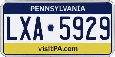 PA license plate LXA5929