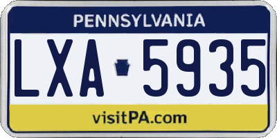 PA license plate LXA5935