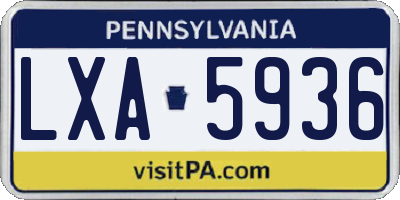 PA license plate LXA5936