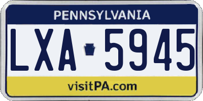 PA license plate LXA5945