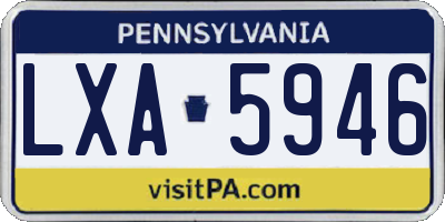 PA license plate LXA5946