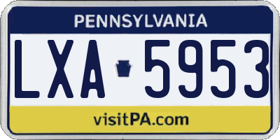 PA license plate LXA5953