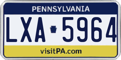 PA license plate LXA5964