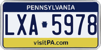 PA license plate LXA5978