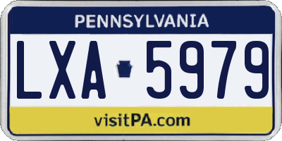 PA license plate LXA5979