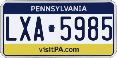 PA license plate LXA5985