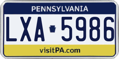 PA license plate LXA5986