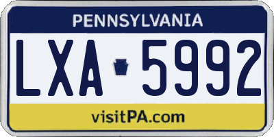PA license plate LXA5992