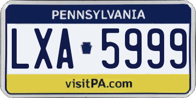 PA license plate LXA5999
