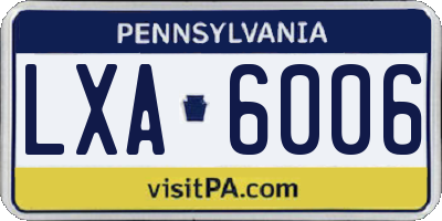 PA license plate LXA6006
