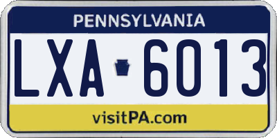 PA license plate LXA6013