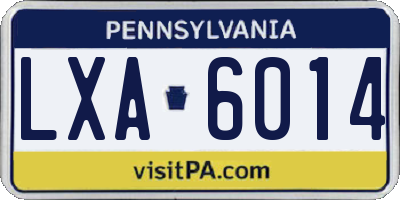 PA license plate LXA6014
