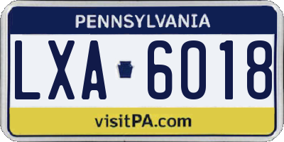 PA license plate LXA6018