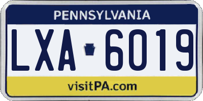 PA license plate LXA6019