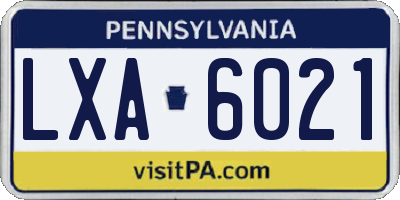 PA license plate LXA6021