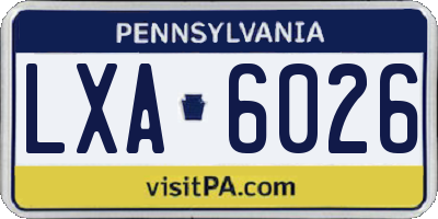 PA license plate LXA6026