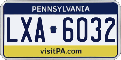 PA license plate LXA6032