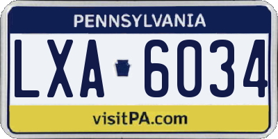 PA license plate LXA6034