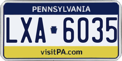 PA license plate LXA6035