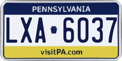PA license plate LXA6037