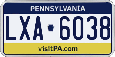 PA license plate LXA6038