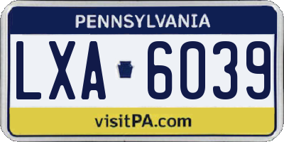 PA license plate LXA6039