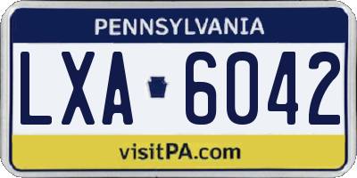PA license plate LXA6042