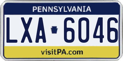PA license plate LXA6046