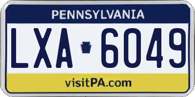 PA license plate LXA6049