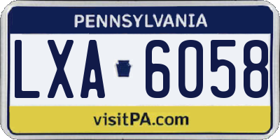 PA license plate LXA6058