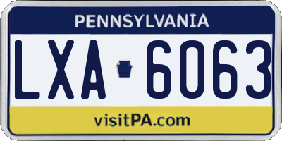 PA license plate LXA6063