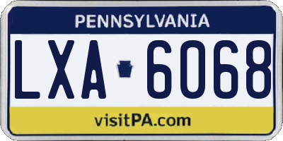 PA license plate LXA6068