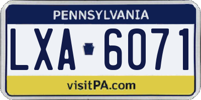 PA license plate LXA6071