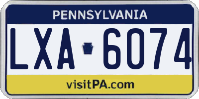 PA license plate LXA6074