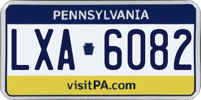 PA license plate LXA6082