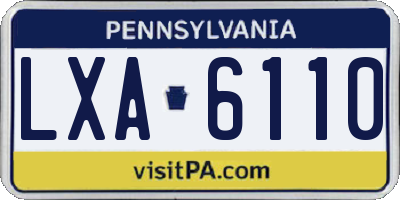 PA license plate LXA6110