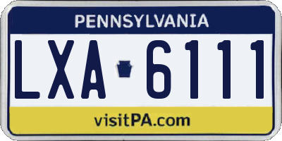 PA license plate LXA6111