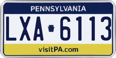 PA license plate LXA6113