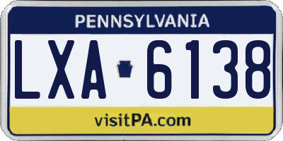 PA license plate LXA6138