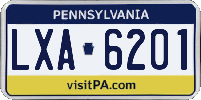 PA license plate LXA6201