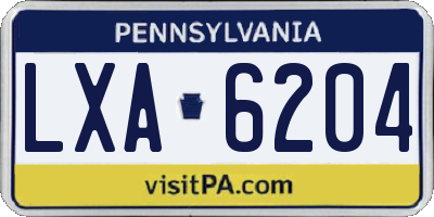 PA license plate LXA6204