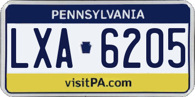 PA license plate LXA6205
