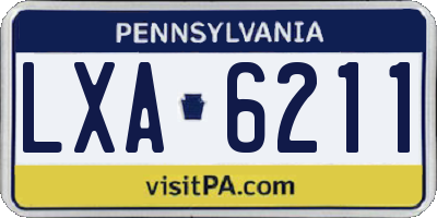PA license plate LXA6211