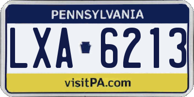 PA license plate LXA6213